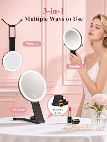 Black 40X/1X LED Makeup Magnifying Mirror with Lights - 6 Inch Double-Sided