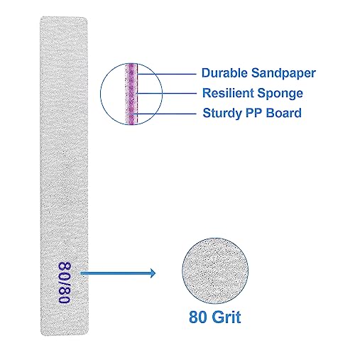 100 Pcs 80/80 Grit Square Nail Files Coarse Emery Boards for Acrylic & Gel Nails - Professional Manicure Tools