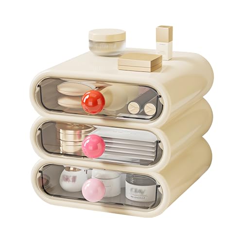 3-Tier Clear Makeup Organizer Drawer with Handles for Vanity, Bathroom & Desk