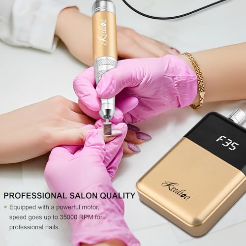 Kredioo Gold Portable Nail Drill 35000 RPM Rechargeable Electric Manicure Kit