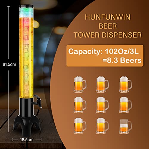 2pcs Beer Dispenser Tower with Ice Tube & LED Light - 100oz Beverage Tower for Parties