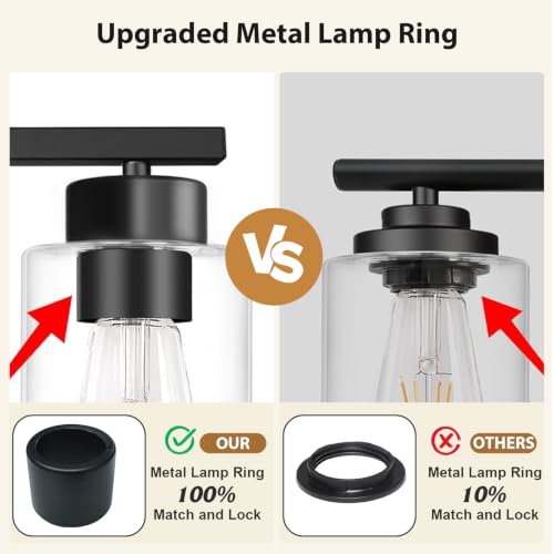 Bathroom Vanity Light Fixture - 6-Light Matte Black Wall Sconce with Clear Glass Shades