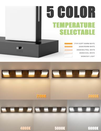 Black LED Vanity Light 4-Light 30 Inch Dimmable & Rotatable 5CCT