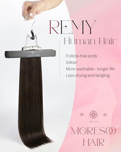 Moresoo Dark Brown Tape-In Hair Extensions 12in, 20 Pcs, 30g (Medium Brown #4)