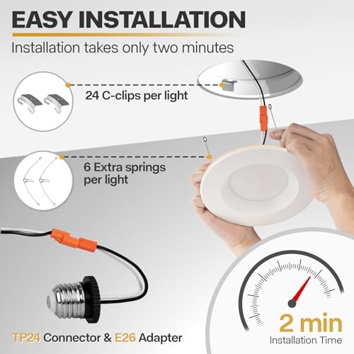 White 12-Pack 5/6 Inch LED Recessed Lighting with Night Light - Dimmable