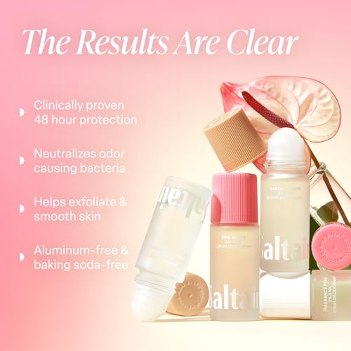Saltair Serum Deodorant 2-Pack with 5% AHA - Pink Beach & Santal Bloom, Aluminum-Free, Travel Size