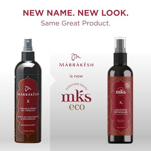 Earthly Body MKS Eco X Leave-In Treatment & Detangler - 10 Fl Oz Moroccan Argan & Hemp Seed Oil - Vegan & Cruelty-Free - Original / 10 Fl Oz