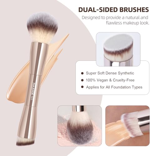 MAANGE 20-Pc Gold Makeup Brush Set – Double-Ended Kabuki & Foundation Tools (Full Set)