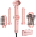 Pink 5-in-1 Hair Dryer Brush with Auto Curling & Ionic Technology