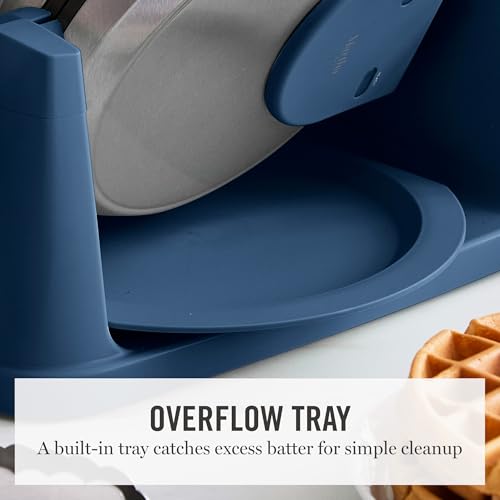 Martha Stewart Rotating Belgian Waffle Maker - Indigo Blue, Nonstick Plates