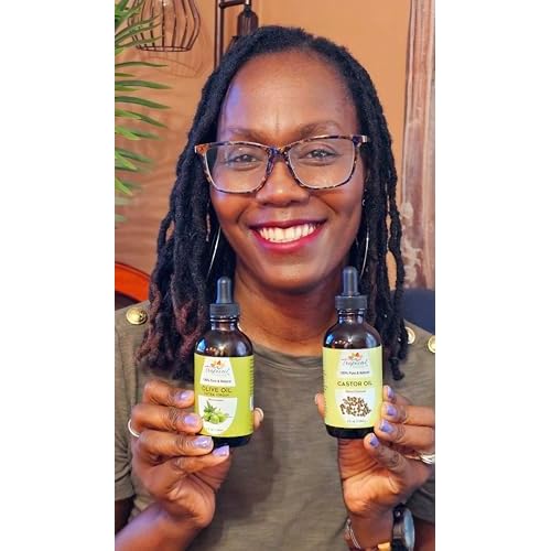 Tropical Holistic Olive Oil and Castor Oil Combo Set- Organic Carrier Mixing Oil for Skin, Hair for Dry Hair & Skin Moisturizer, 4oz