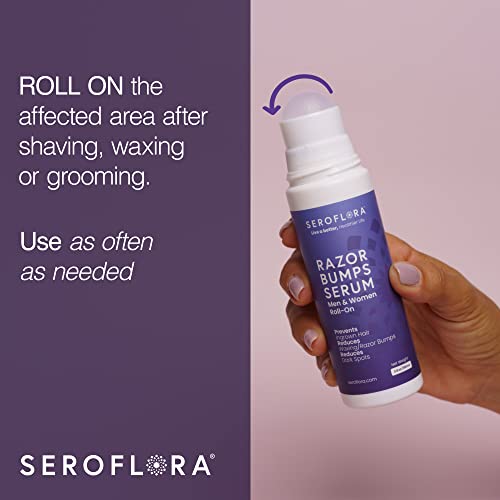 Seroflora Razor Bumps Treatment for Women - Ingrown Hair Treatment - Razor Bump for Bikini Area - After Shave & Waxing - Roll-On-Face, Legs, Body (3.5floz)