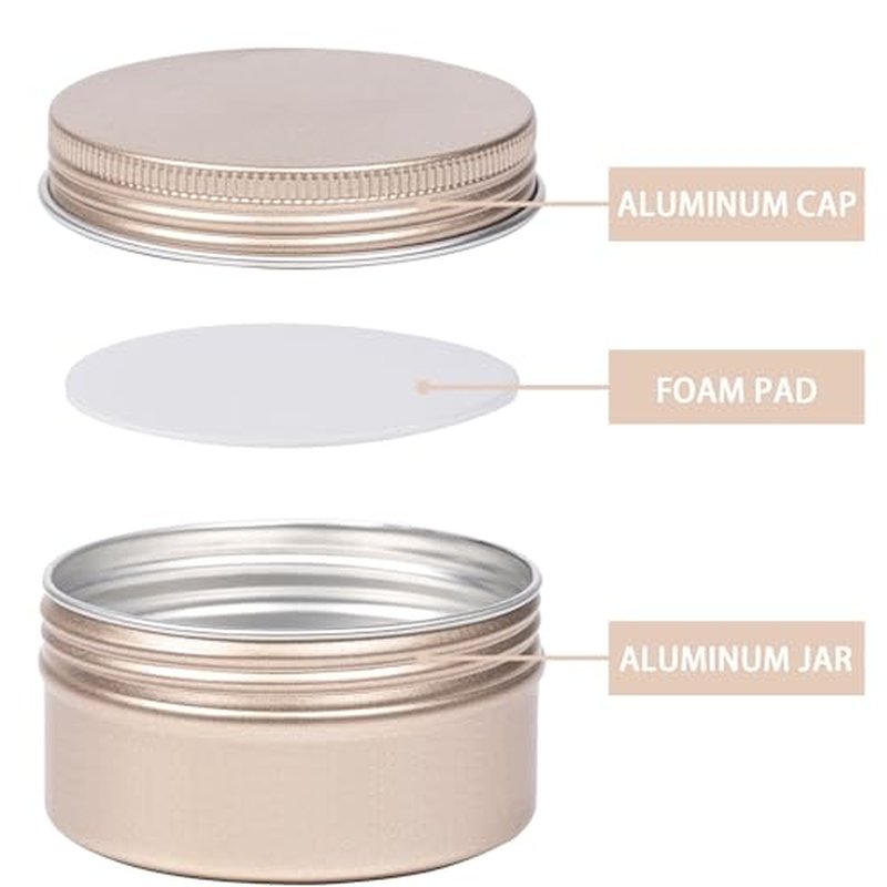 24 Pack 4oz/120ml Screw Top Aluminum Tin Jars with Screw Lids and Blank Labels - Refillable 120ml Metal Containers for Lip Balms, Candles, Salves, Spices, Crafts(Champagne)
