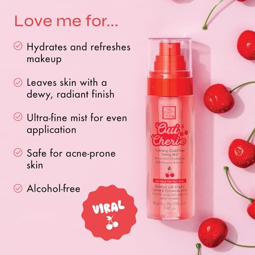 The Beauty Crop Oui Cherie Mist - Hydrating Dual-Phase Setting Spray with Cherry Extract and Hyaluronic Acid, Vegan Friendly - 100 ml