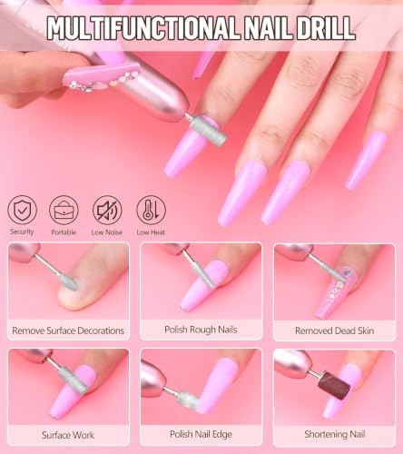YEVYO 259pcs Acrylic Nail Kit with Drill & UV Light for Beginners - Glitter Powder, Tips & Tools