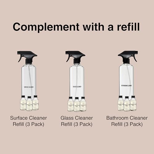 Public Goods Empty Glass Spray Bottle for Multi-Surface Cleaner | Refillable Spray Bottle for Cleaning | Made with Borosilicate Glass for Countertops, Tile, Floors, Appliances | BPA Free | 24 Oz