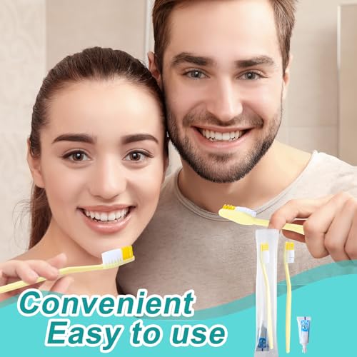 Disposable Travel Toothbrush Kit with Toothpaste - Bulk 200 Sets for Hotels & Homeless Shelters