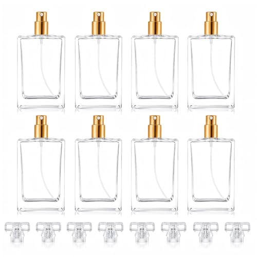 Gold 8 Pack 30ml Glass Perfume Bottles with Fine Mist Sprayers