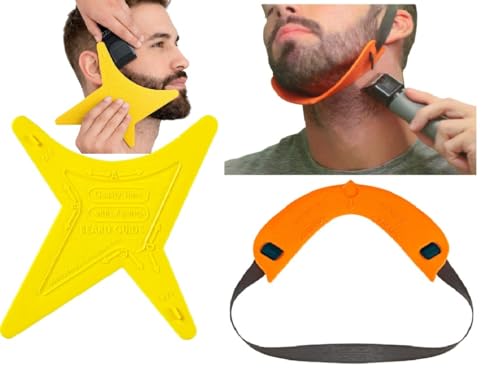 Beard Shaping Template Kit with 2 Guides - DIY Grooming, Neckline & Style Tools