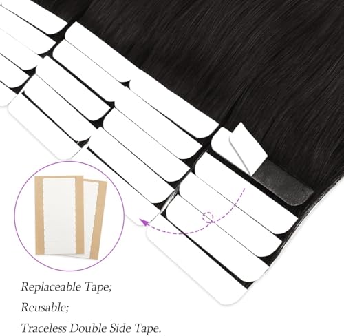 ABH AMAZINGBEAUTY HAIR Tape-In Human Hair Extensions 20 Inch Black #1