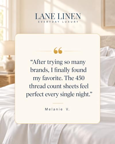 LANE LINEN 450TC White King Size Cotton Sheet Set Silky Sateen Weave