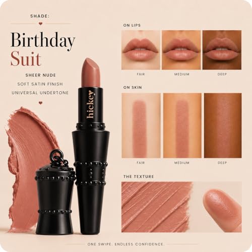 Nude Refillable Chain Lipstick Necklace - Long Lasting Hydrating Satin Finish