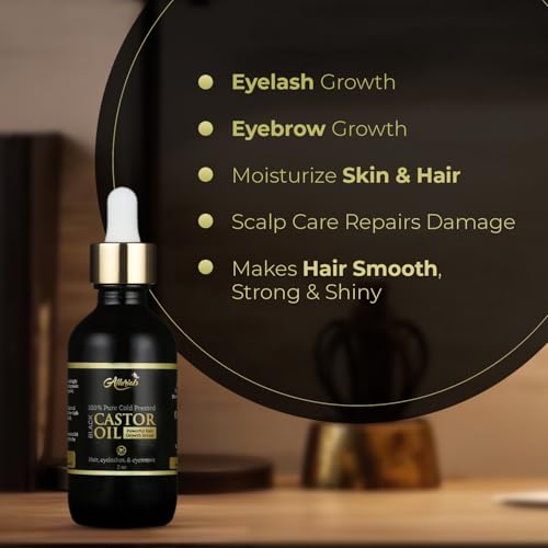 Organic Castor Oil for Hair Skin & Eyelashes - 2 Fl Oz Pure Moisturizer