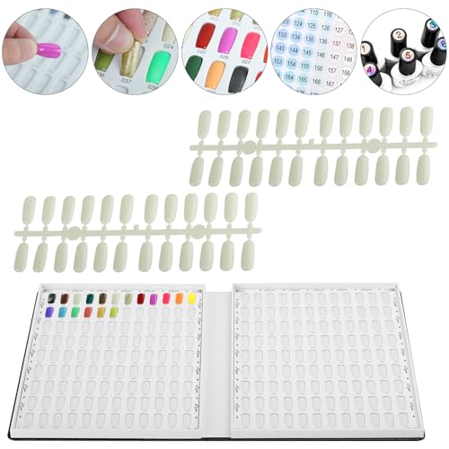 Black Nail Color Display Book with 240 False Nail Tips - Portable Nail Art Organizer