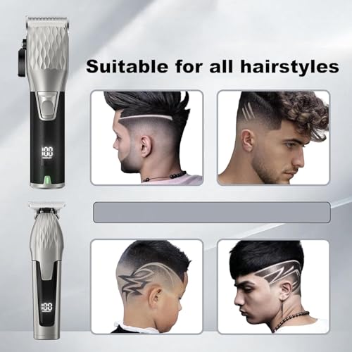 Cordless Hair Clippers and Beard Trimmer Set with LCD Display for Men Women - Professional Grooming Kit