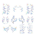 Rumi Tattoos Body Set?10 Purple Pieces per Pack (1 Face, 2 Chest, 2 Upper Arm, 2 Forearm, 1 Waist, 2 Thighs Symmetrical), Temporary Body Tattoos, Waterproof & Skin-Safe (Holographic, 2 Pack)