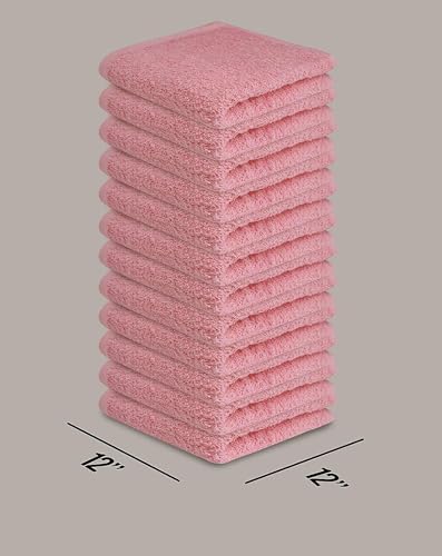 Pink Cotton Washcloths 60 Pack - Soft, Highly Absorbent Face Towels