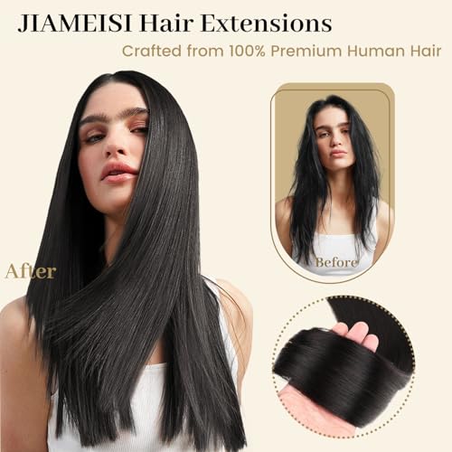 Jiameisi Clip in Hair Extensions Real Human Hair, 12inch Remy Double