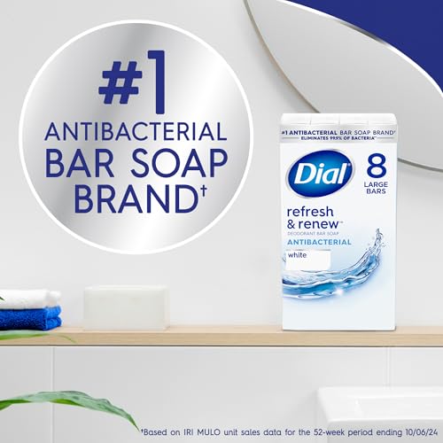 Dial Antibacterial Bar Soap Refresh & Renew White 4 oz Pack of 32