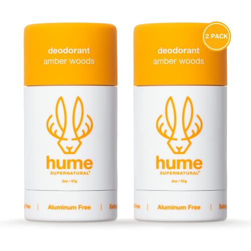 Hume Supernatural Aluminum-Free Deodorant Amber Woods Unisex 2-Pack