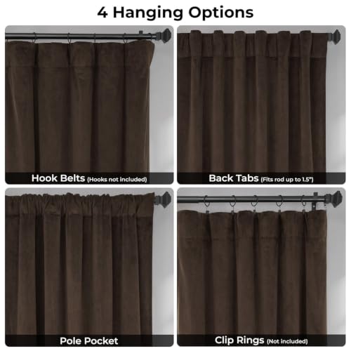 Velvet Thermal Blackout Curtains - Java / 100W x 108L - Insulated Bedroom & Living Room Panel