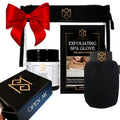 Exfoliating Glove Kessa Mitt Body Scrubber 3-Piece Black Spa Set for Deep Skin Cleansing