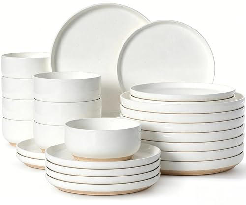 Umite Chef 8-Piece Stoneware Dinnerware Set for 4, Plates & Bowls, 24 Pieces