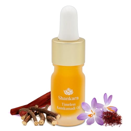 Shankara Kumkumadi Oil for Face - Pure Saffron with 32 Ayurvedic Flowers ? Gua Sha Facial Oil for Glowing Skin ? (5ml) Timeless Kumkumadi Tailam Original Scent ? Moisturizing and Hydrating