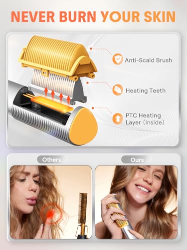SHEGLAM 3D Ionic Hair Straightener Brush with Gold Comb, Frizz Control & Anti-Scald