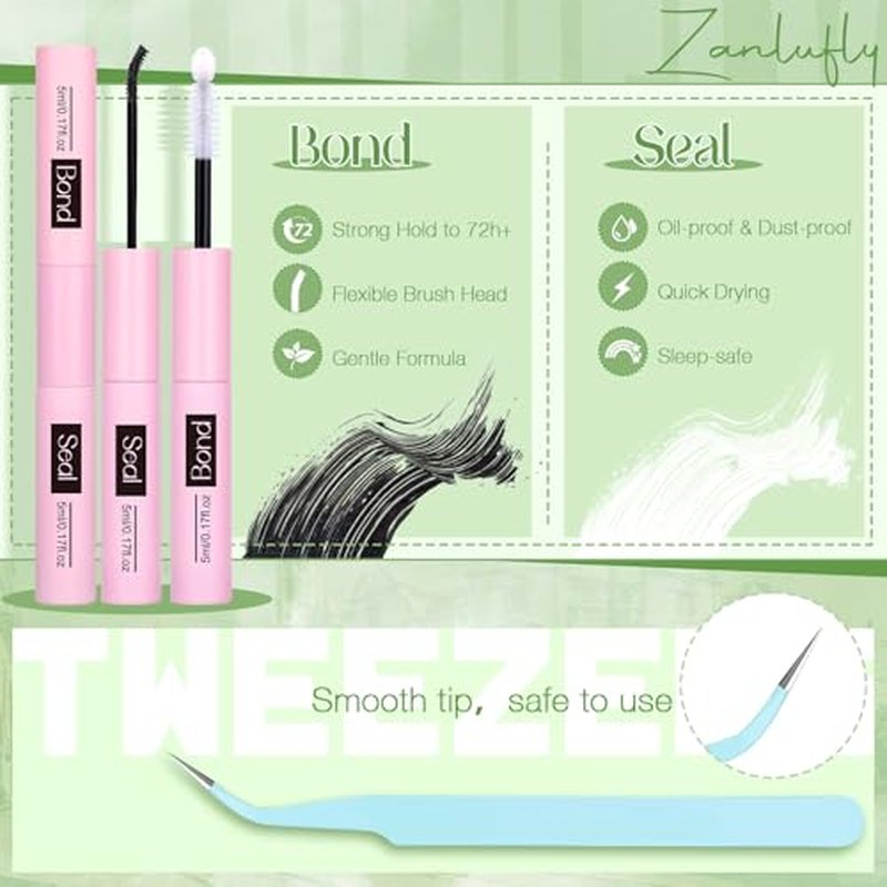 Lash Extension Kit Volume Lash Clusters Kit Wispy Cluster Eyelash Extensions Kit 10-16mm Eyelash Clusters with Bottom Lashes DIY Individual Lashes with Lash Glue and Tweezers by zanlufly