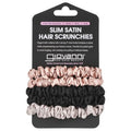 GIOVANNI Slim Satin Hair Scrunchies - Silk Hair Ties, Small Silk Scrunchies for Hair, Satin Hair Ties, Silk Skinny Scrunchies, For Healthy-Looking Hair & Skin - Scrunchie Pack of 5