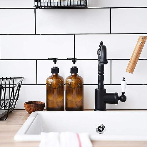Yebeauty Empty Pump Bottle Dispenser, 17oz/500ml Lotion Soap Shampoo Pump Bottles Large Brown Bottle with Pump Plastic Refillable Containers Pack of 3