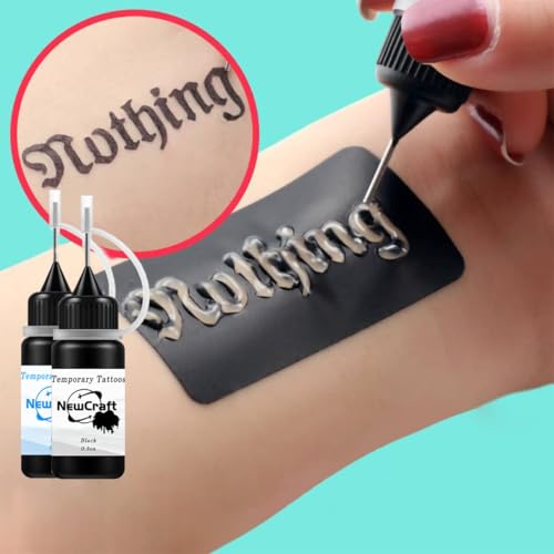 Temporary Tattoo Kit, Makeup Inks, Freckles Gel for Art Markers, 102 Patterns Fake Tattoos stencils DIY for Men Women - 3 Bottles (Black)