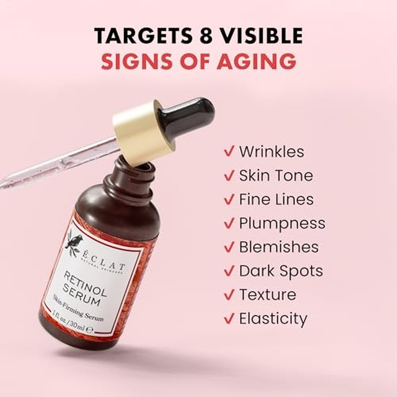 Eclat Skincare Vitamin C Serum + Retinol Serum Duo ? Day & Night Skin Care Set with Hyaluronic Acid, Ferulic Acid, Vit E & Aloe ? Brightening, Smoothing & Radiance Facial Care