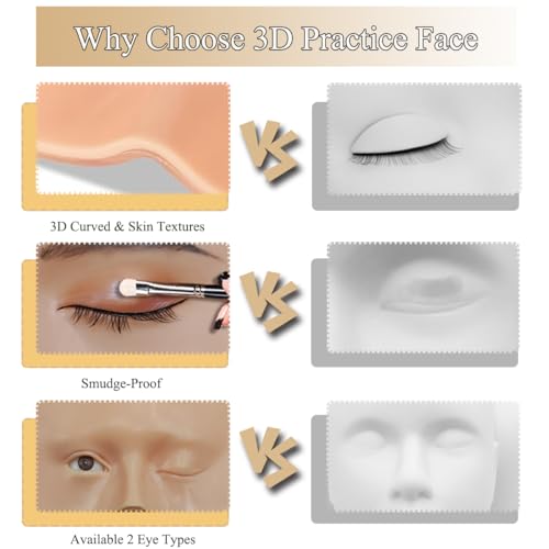 White Makeup Practice Mannequin Face with 3D Reusable Face for Beginners & Artists