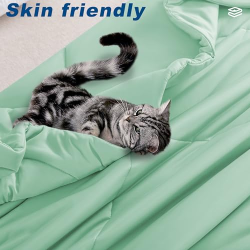 King Size Cooling Comforter with Double-Sided Cold Tech Fabric - Sage Green