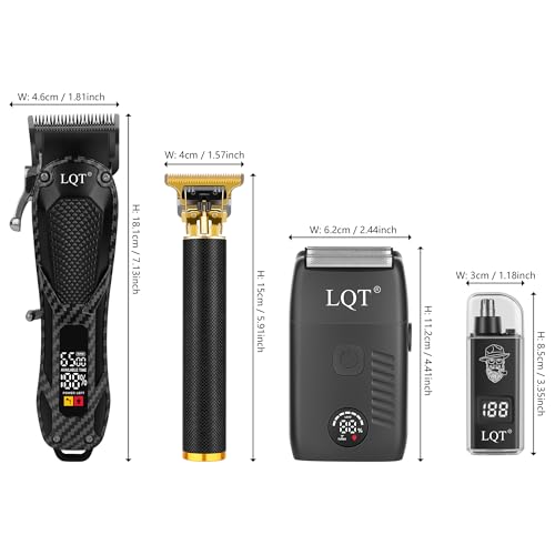 Black Hair Clippers for Men with LED Power Display | 4-Piece Grooming Kit