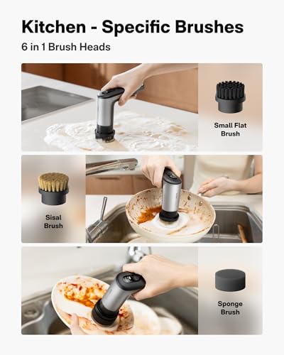 HOTO Cordless Spin Scrubber with 6 Magnetic Brush Heads, IPX7 Waterproof