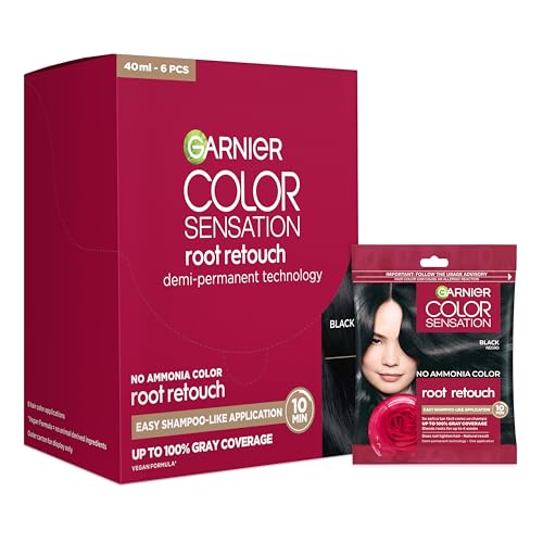 Hair Root Touch-Up Kit Black 6 Count - No Ammonia, Easy Application