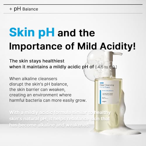 Low pH Clear Oil to Foam Facial Cleanser for Clear Pores & Sensitive Skin - Korean Skincare (6.93 fl oz)